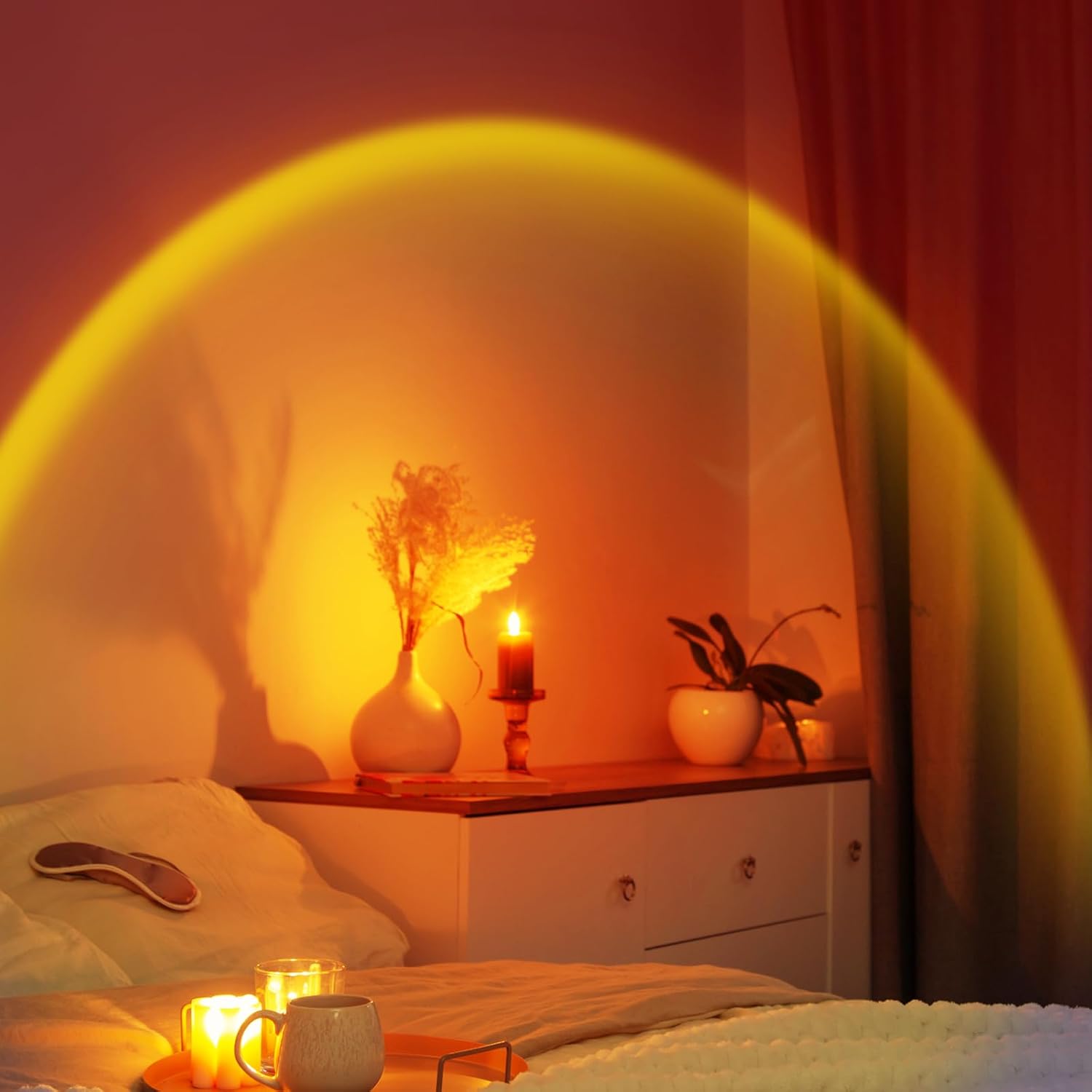 Sunset Projector Light, Rotating USB LED Lamp for Photography, Parties & Bedroom