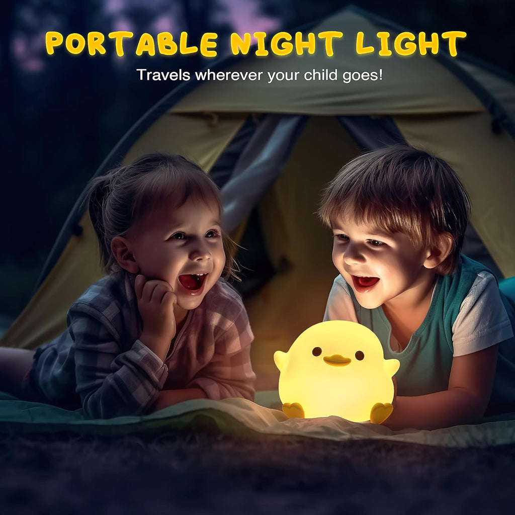 Cute Bean Duck Night Light, Squishy Dimmable Rechargeable Touch Lamp Toy