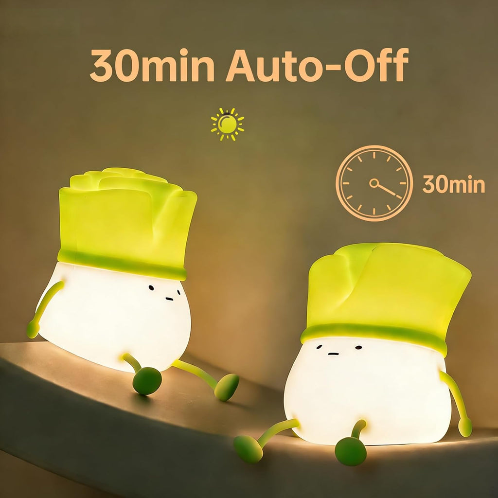 Chive Night Light, Rechargeable Silicone Lamp with Phone Stand & Timer