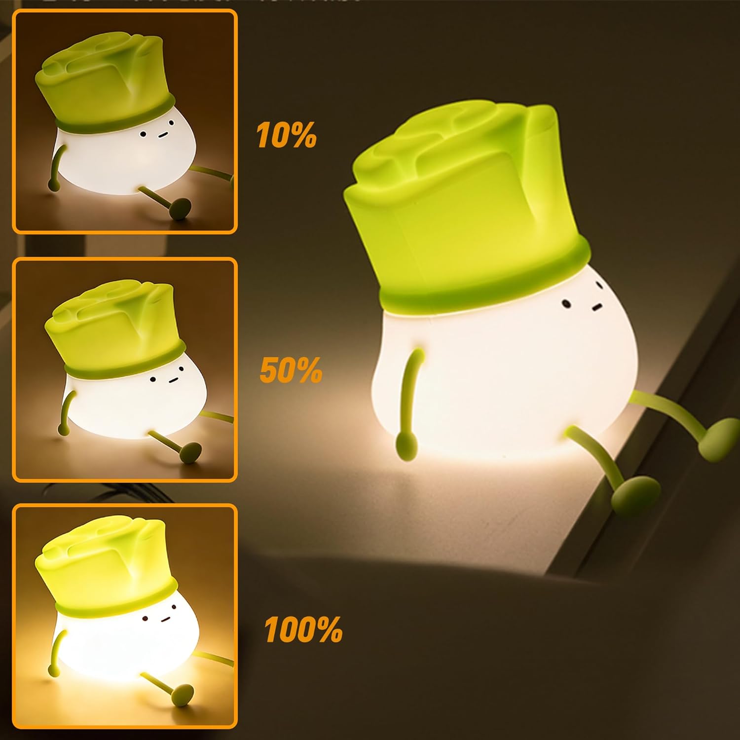 Chive Night Light, Rechargeable Silicone Lamp with Phone Stand & Timer