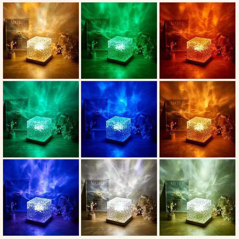 Ocean Wave Projection Light, 16-Color LED Cube Lamp with Remote